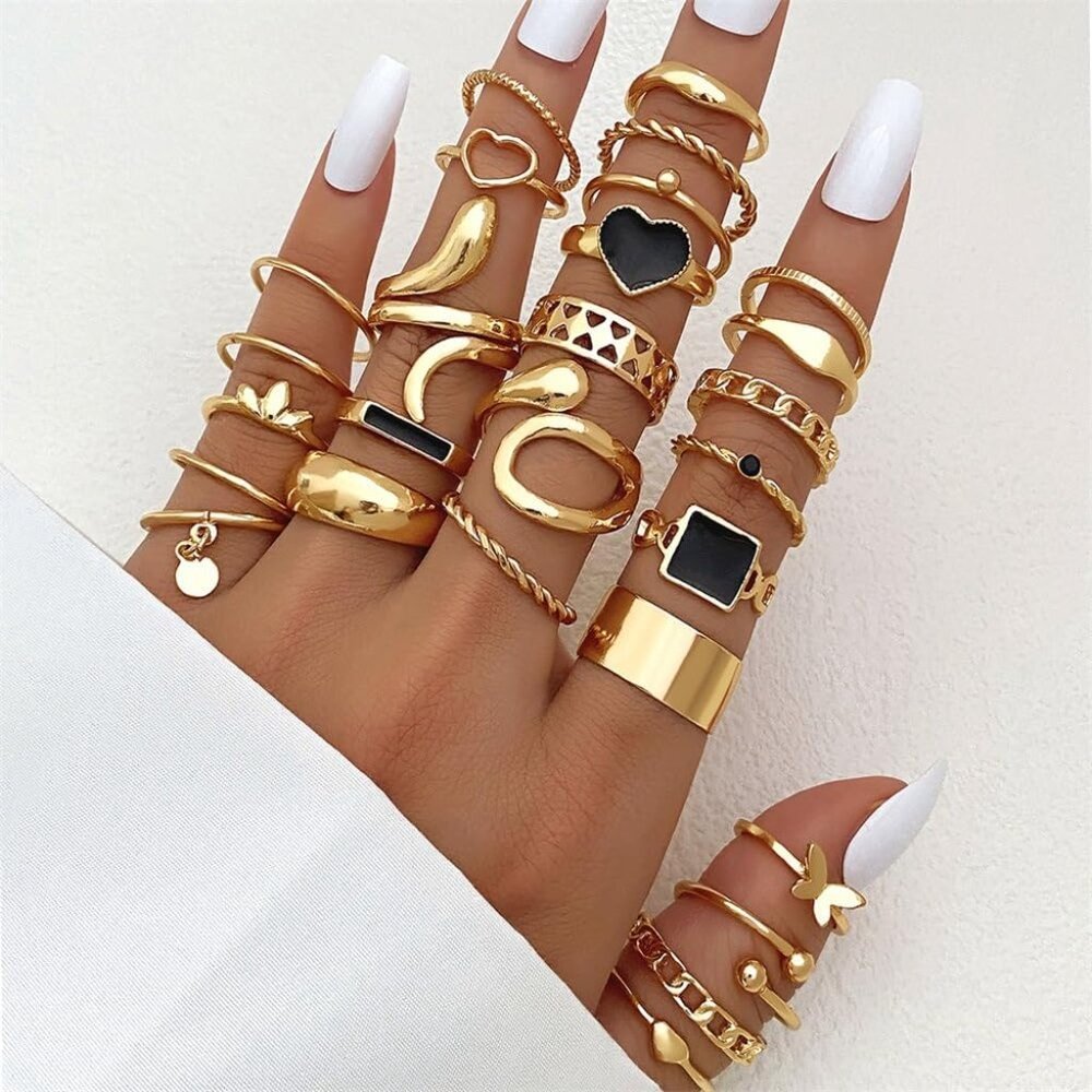 27pcs Stacking Knuckle Statement Rings Sets For W… - image 2